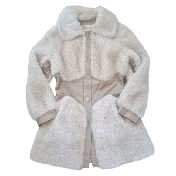 Vintage 60s 70s Penny Lane Faux Fur Winter Coat - Picture 4 of 11